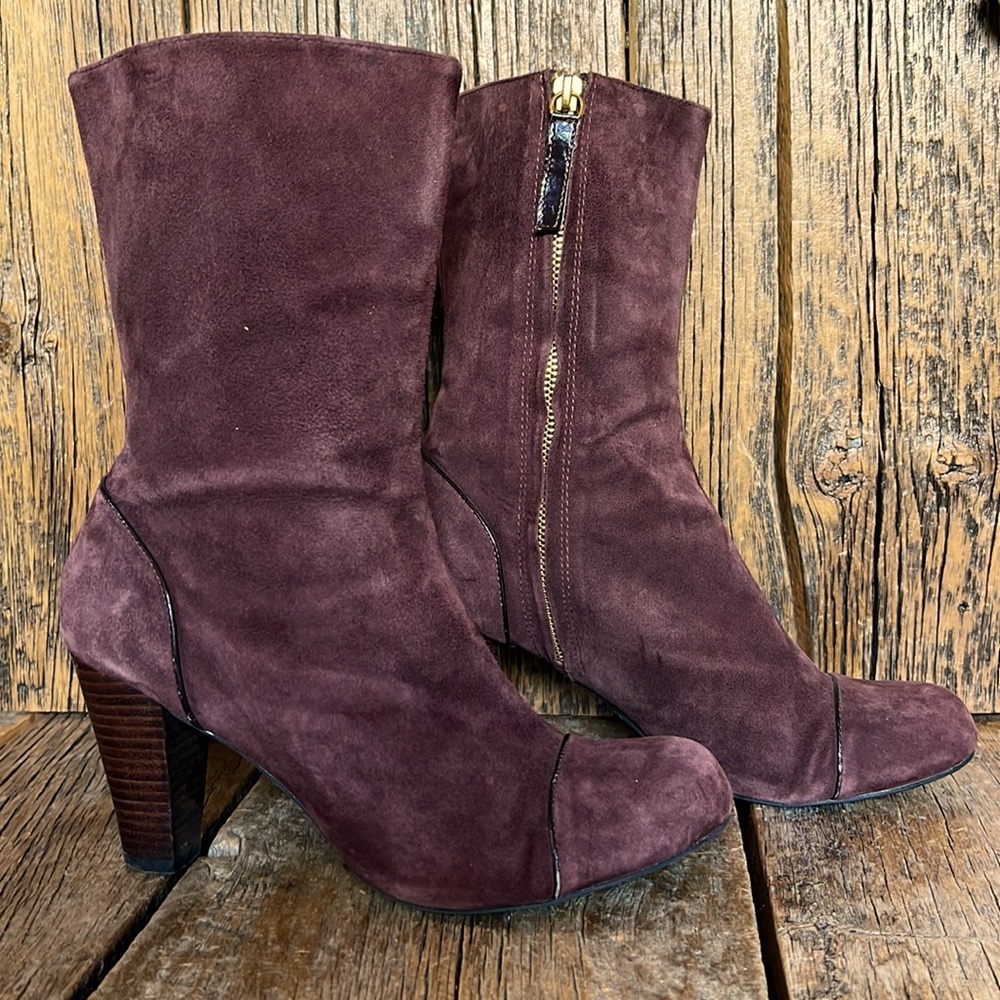 Banana Republic Swede booties, burgundy color.